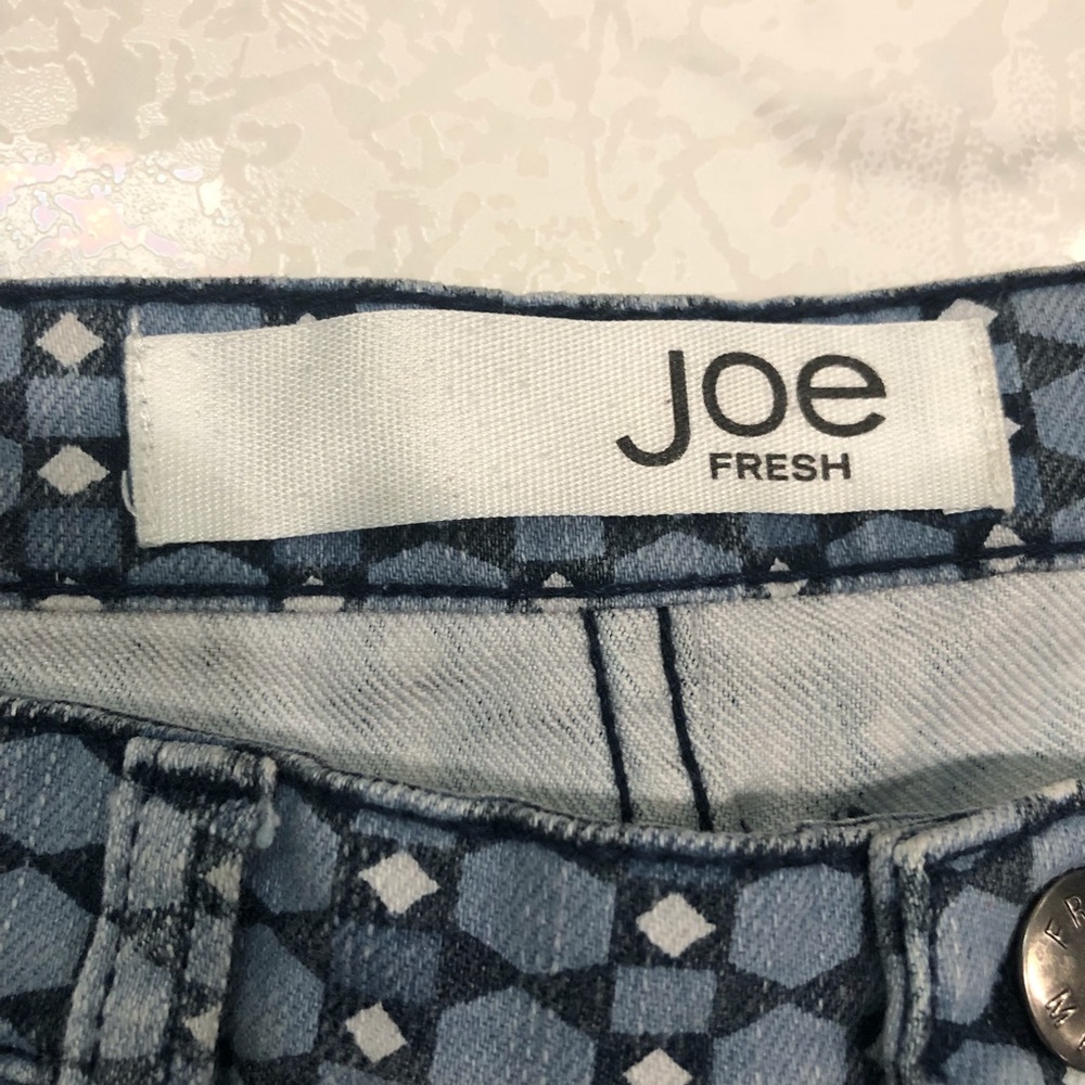 JOE FRESH Denim Jeans Geo Print Blue White Size 4 - Picture 4 of 7